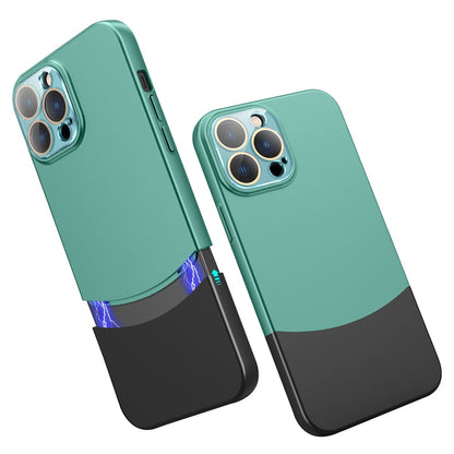 For iPhone 14 Pro Phone Case Splicing Colors Detachable 2-In-1 PC Phone Cover with Glass Lens Film