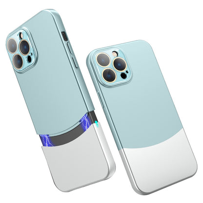 For iPhone 14 Pro Phone Case Splicing Colors Detachable 2-In-1 PC Phone Cover with Glass Lens Film