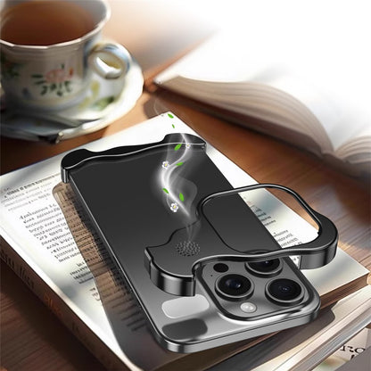For iPhone 14 Pro Frameless Metal Case Phone Bumper Cover with Aromatherapy Tablet