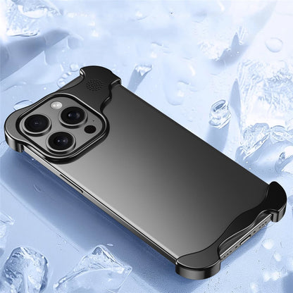 For iPhone 14 Pro Frameless Metal Case Phone Bumper Cover with Aromatherapy Tablet