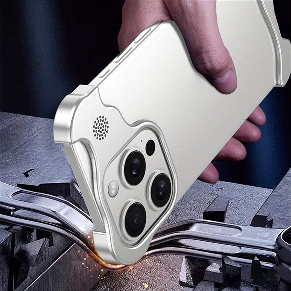 For iPhone 14 Pro Frameless Metal Case Phone Bumper Cover with Aromatherapy Tablet