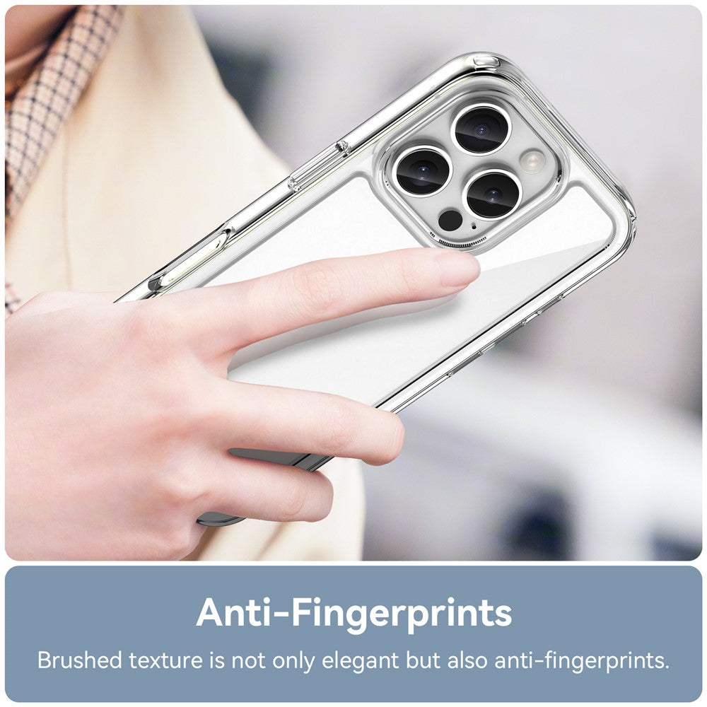 For iPhone 16 Pro Clear Case TPU + Acrylic Back Cover (Big Rear Lens Hole)