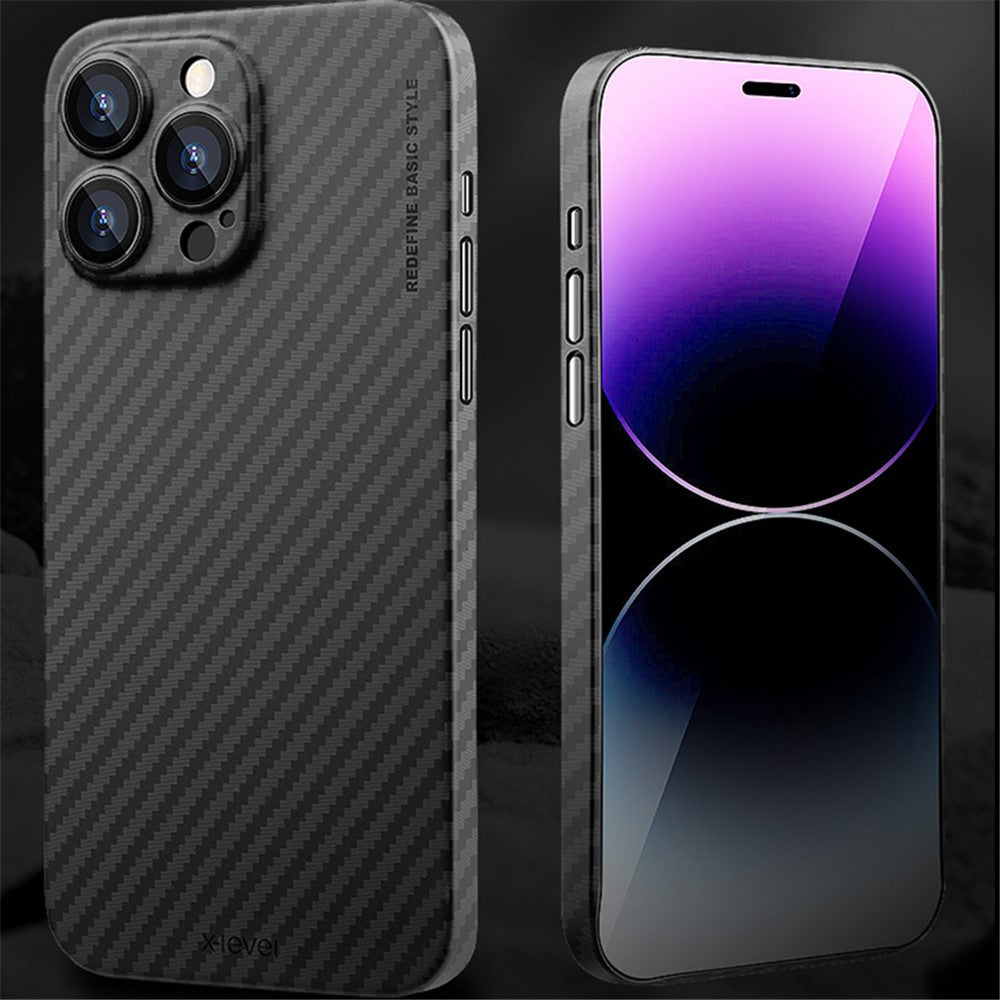 X-LEVEL For iPhone 14 Pro Case Hard PC Slim Protective Cover Carbon Fiber Texture