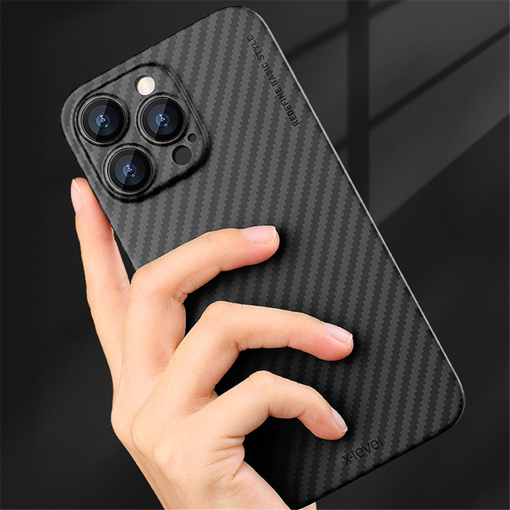X-LEVEL For iPhone 14 Pro Case Hard PC Slim Protective Cover Carbon Fiber Texture