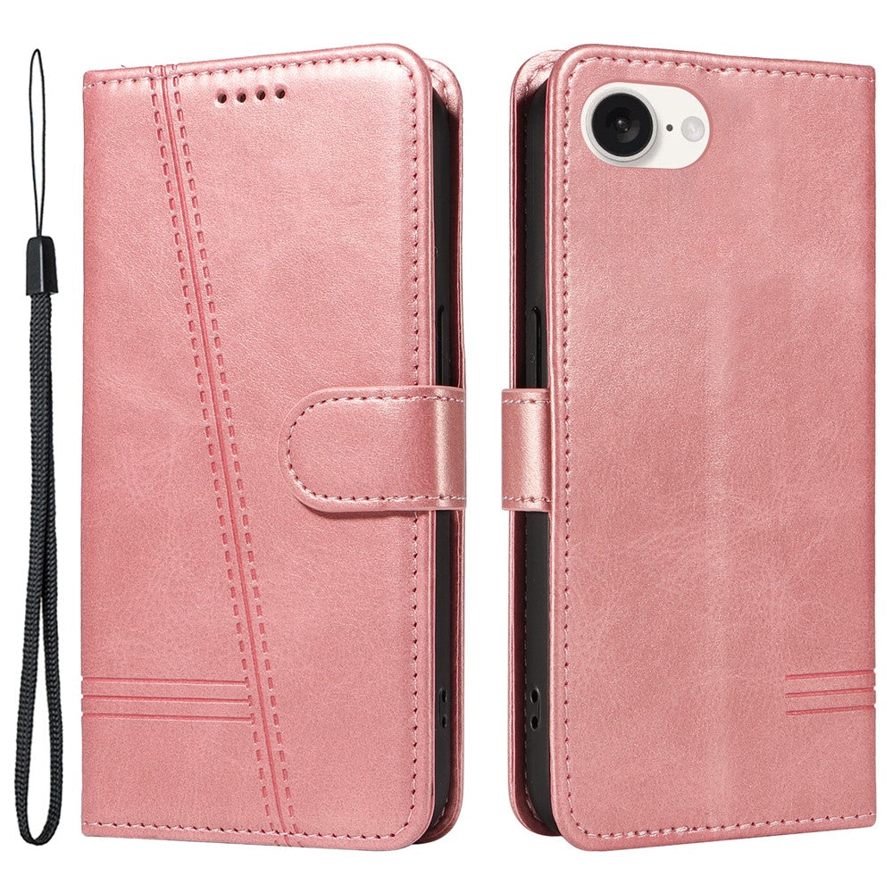 For iPhone 17e / 16e Case Wallet Leather Flip Phone Cover with Hand Strap