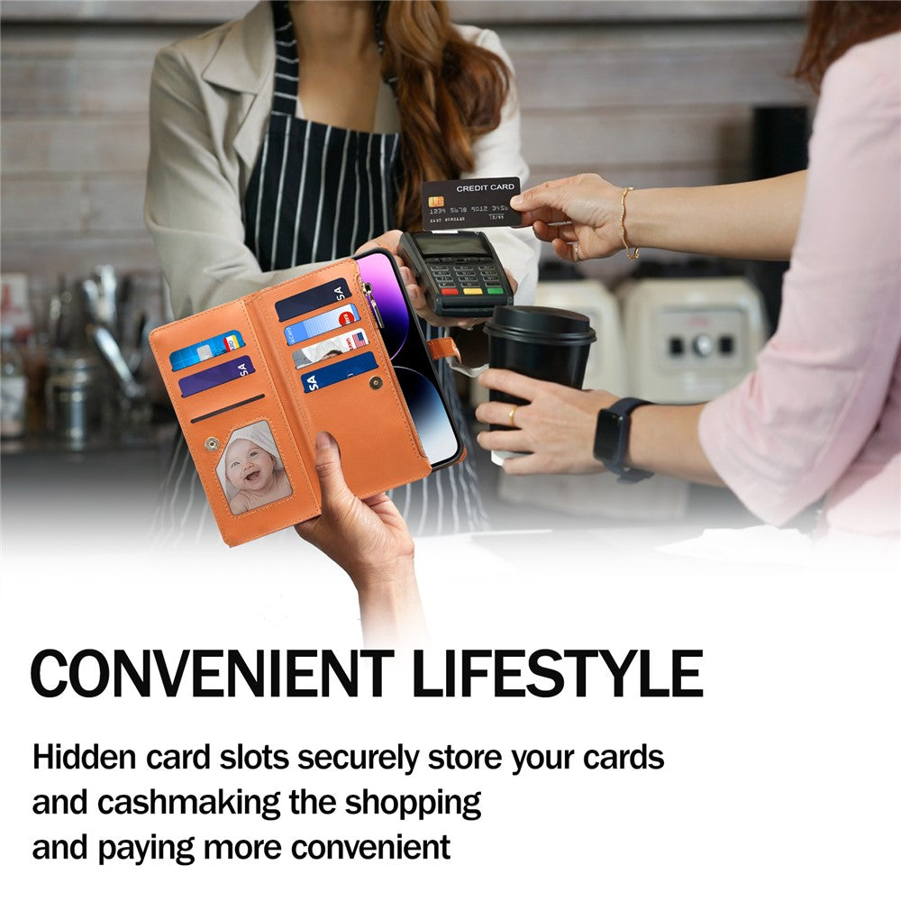 ESEBLE Galaxy Series For iPhone 16 Pro Case Leather Phone Cover with RFID Blocking Wallet