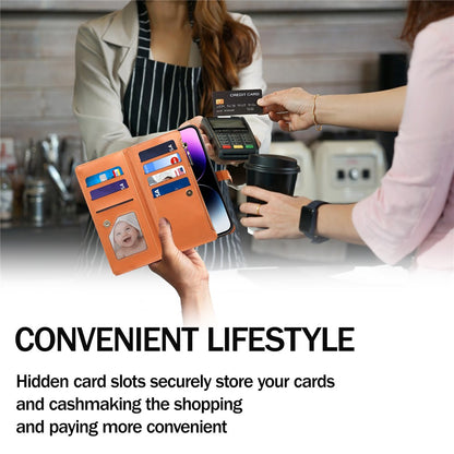 ESEBLE Galaxy Series For iPhone 16 Pro Case Leather Phone Cover with RFID Blocking Wallet