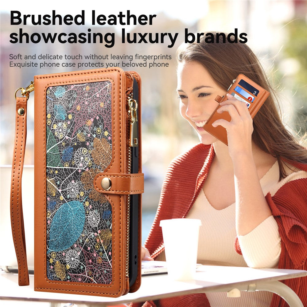 ESEBLE Galaxy Series For iPhone 16 Pro Case Leather Phone Cover with RFID Blocking Wallet