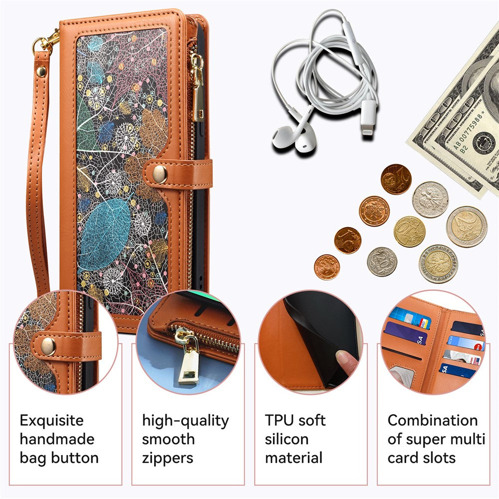 ESEBLE Galaxy Series For iPhone 16 Pro Case Leather Phone Cover with RFID Blocking Wallet