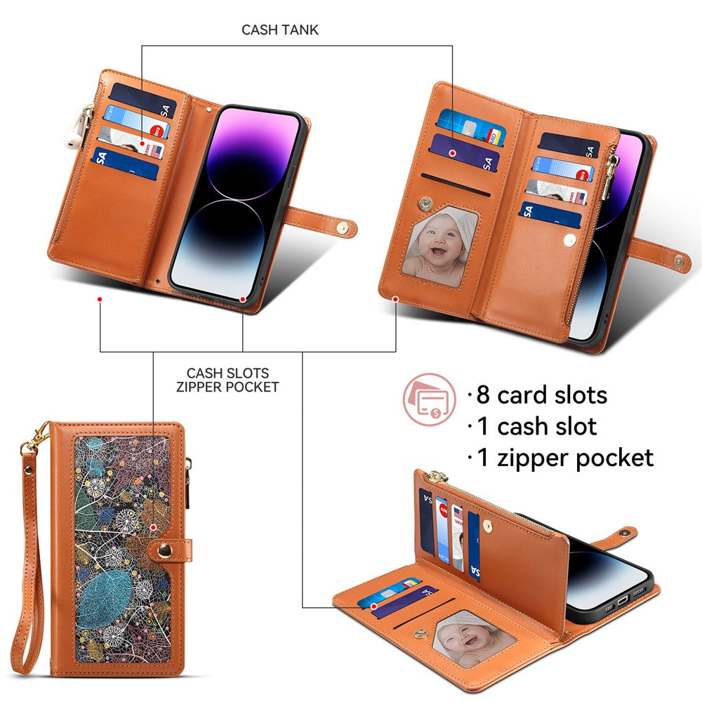 ESEBLE Galaxy Series For iPhone 16 Pro Case Leather Phone Cover with RFID Blocking Wallet
