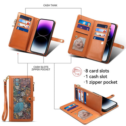 ESEBLE Galaxy Series For iPhone 16 Pro Case Leather Phone Cover with RFID Blocking Wallet
