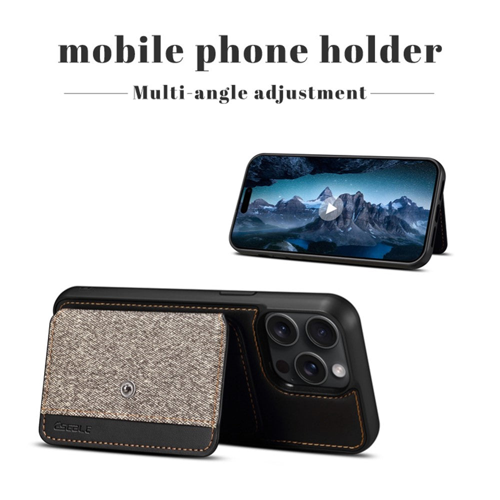 ESEBLE For iPhone 14 Pro Case Kickstand PU Leather Back Shell with Card Slots Color Splicing