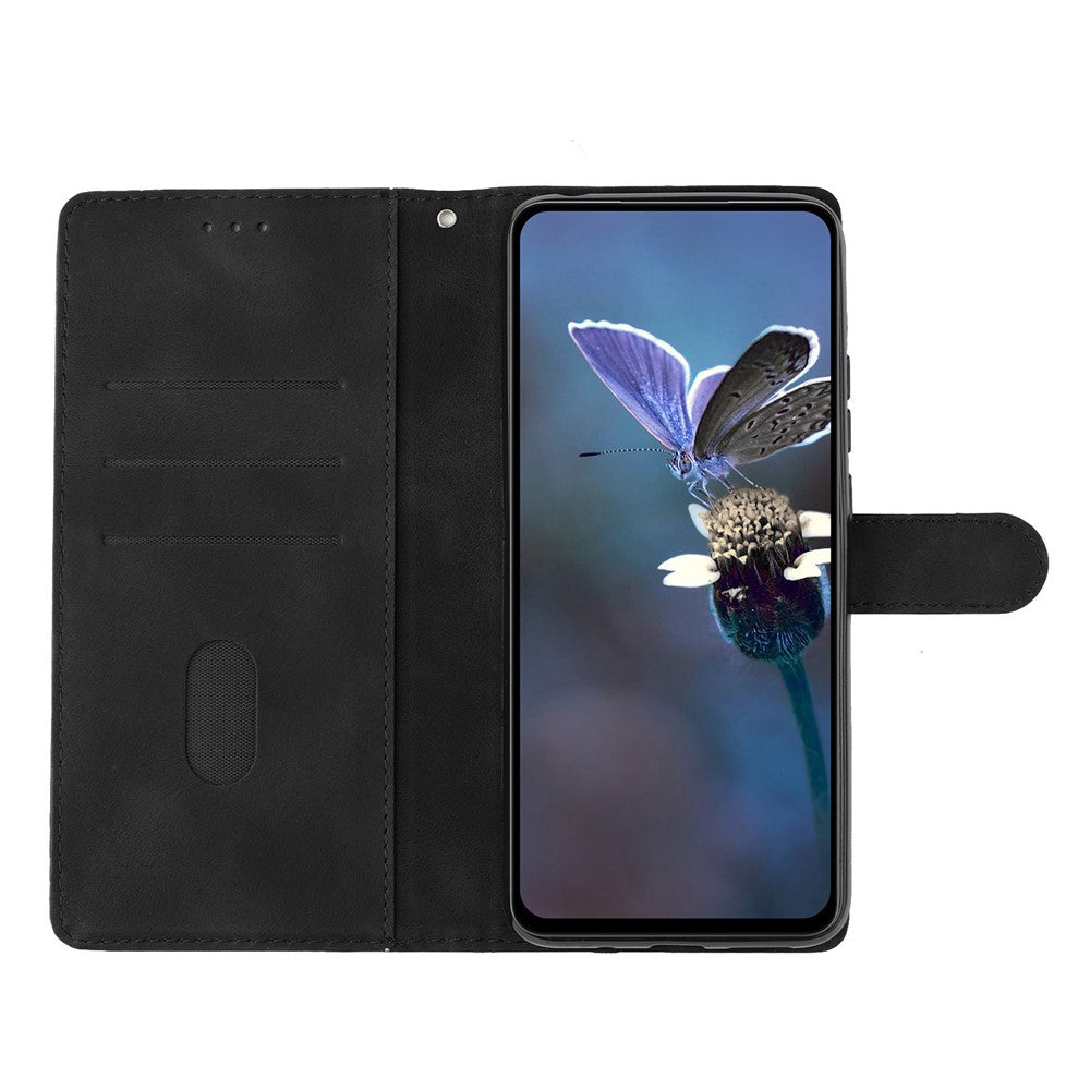 For iPhone 16 Pro Case Butterfly Flower Imprinted PU Leather Soft Skin-Touch Phone Cover