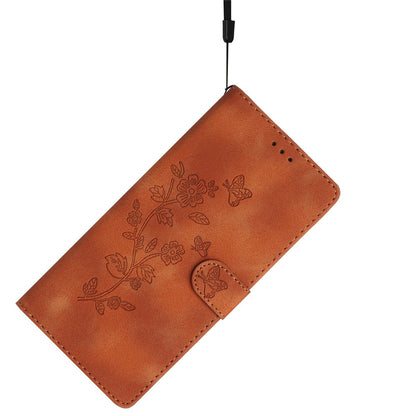 For iPhone 16 Pro Max Leather Wallet Case Imprinted Flower Flip Protective Phone Cover