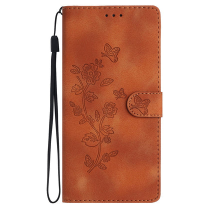 For iPhone 16 Pro Max Leather Wallet Case Imprinted Flower Flip Protective Phone Cover