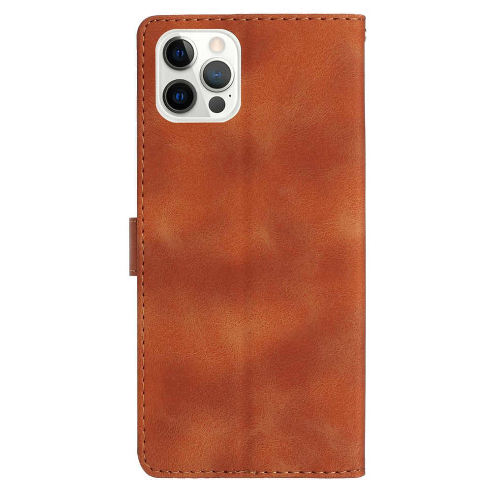 For iPhone 16 Pro Max Leather Wallet Case Imprinted Flower Flip Protective Phone Cover
