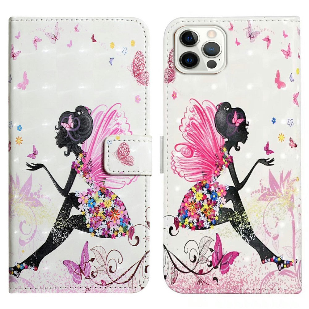 For iPhone 16 Pro Case 3D Pattern Leather Wallet Phone Cover Bookstyle Magnetic Clasp