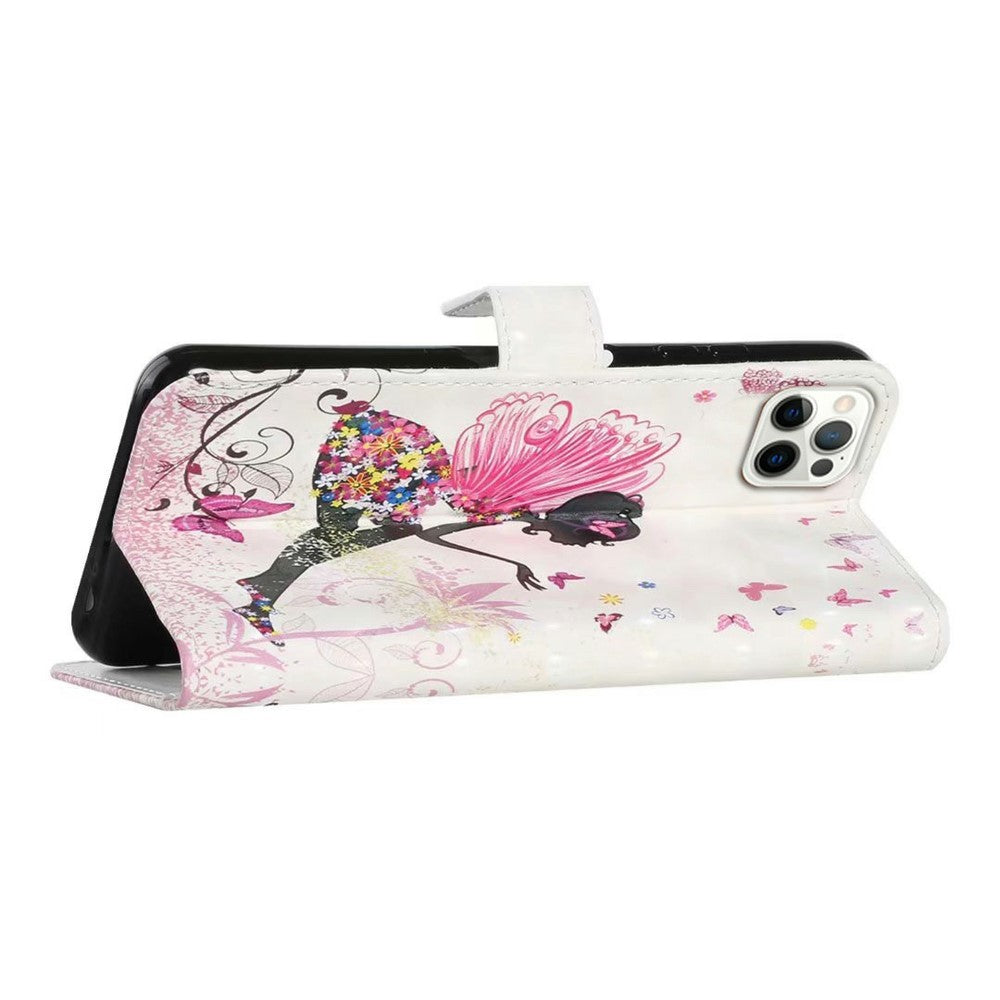For iPhone 16 Pro Case 3D Pattern Leather Wallet Phone Cover Bookstyle Magnetic Clasp