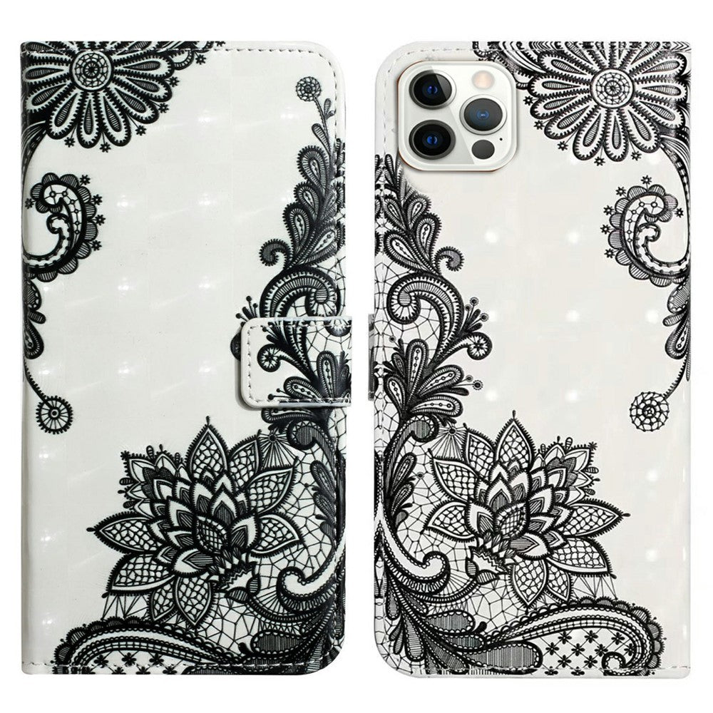 For iPhone 16 Pro Case 3D Pattern Leather Wallet Phone Cover Bookstyle Magnetic Clasp