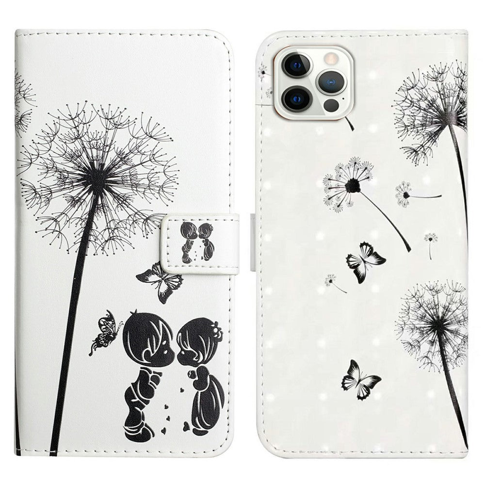 For iPhone 16 Pro Case 3D Pattern Leather Wallet Phone Cover Bookstyle Magnetic Clasp