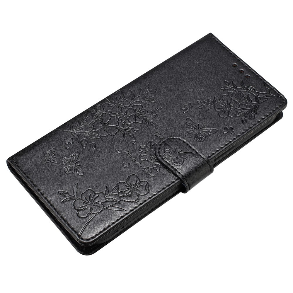 For iPhone 14 Pro Case Butterfly Floral Imprint Leather Wallet Phone Cover with Stand