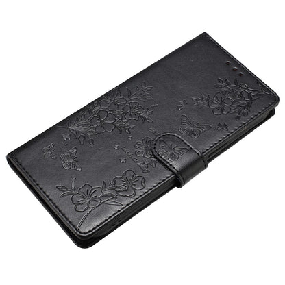 For iPhone 14 Pro Case Butterfly Floral Imprint Leather Wallet Phone Cover with Stand