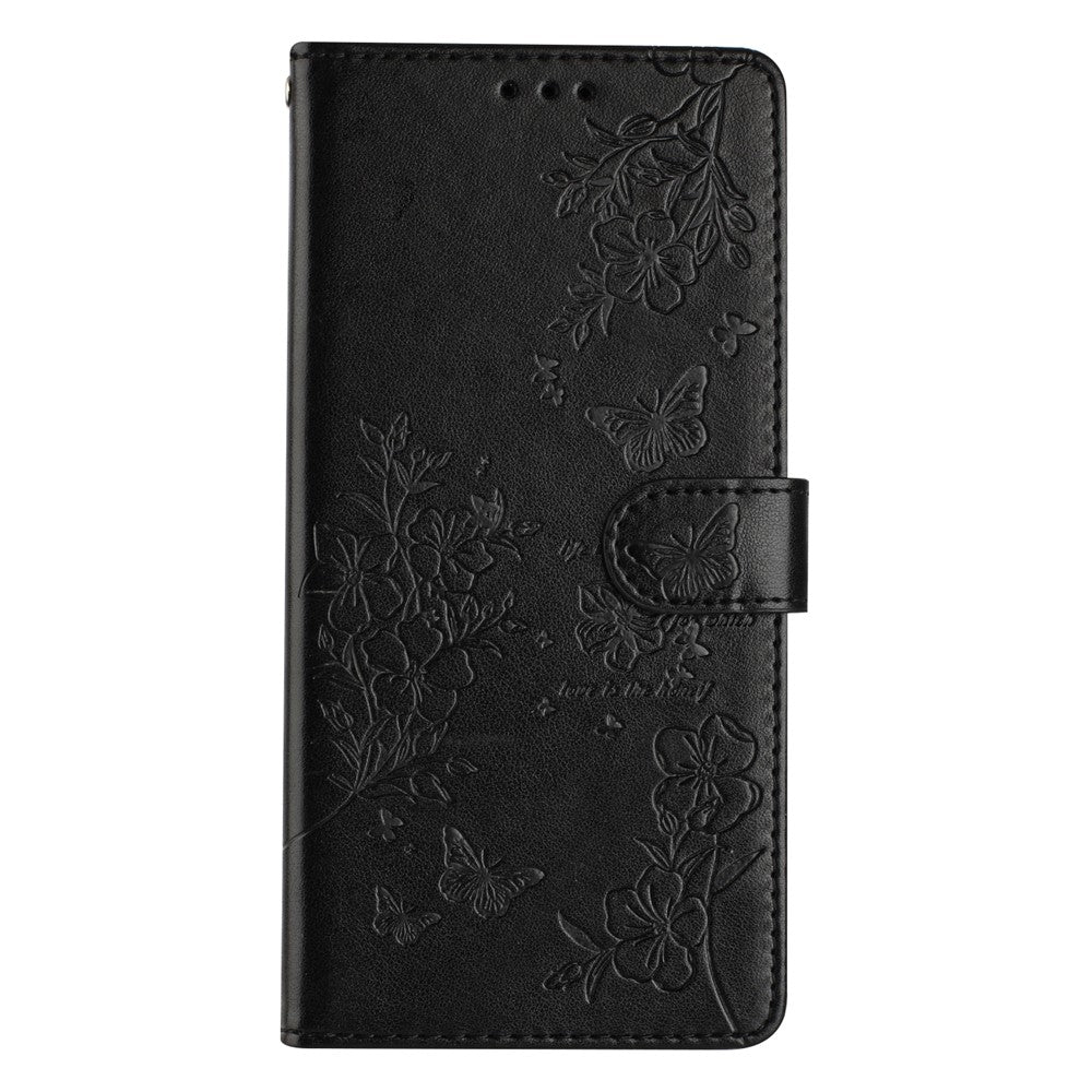 For iPhone 14 Pro Case Butterfly Floral Imprint Leather Wallet Phone Cover with Stand