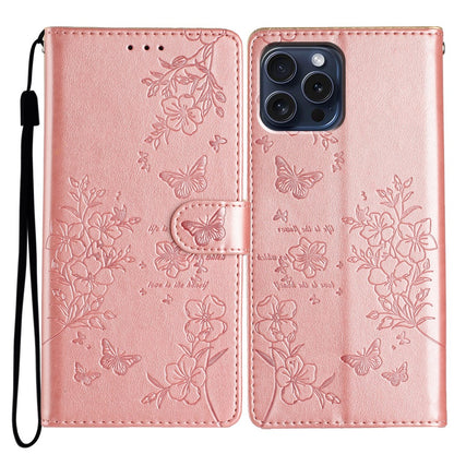 For iPhone 14 Pro Case Butterfly Floral Imprint Leather Wallet Phone Cover with Stand