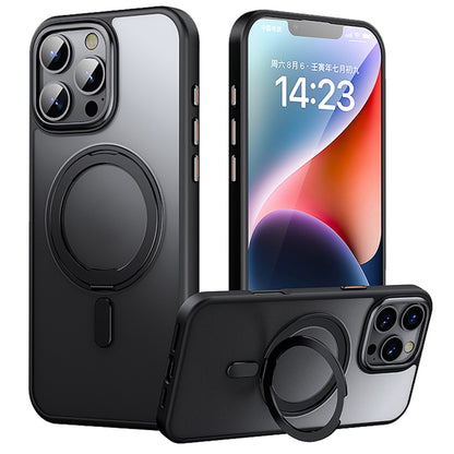 For iPhone 16 Pro Max Case Compatible with MagSafe TPU+Acrylic+Metal Kickstand Matte Phone Cover