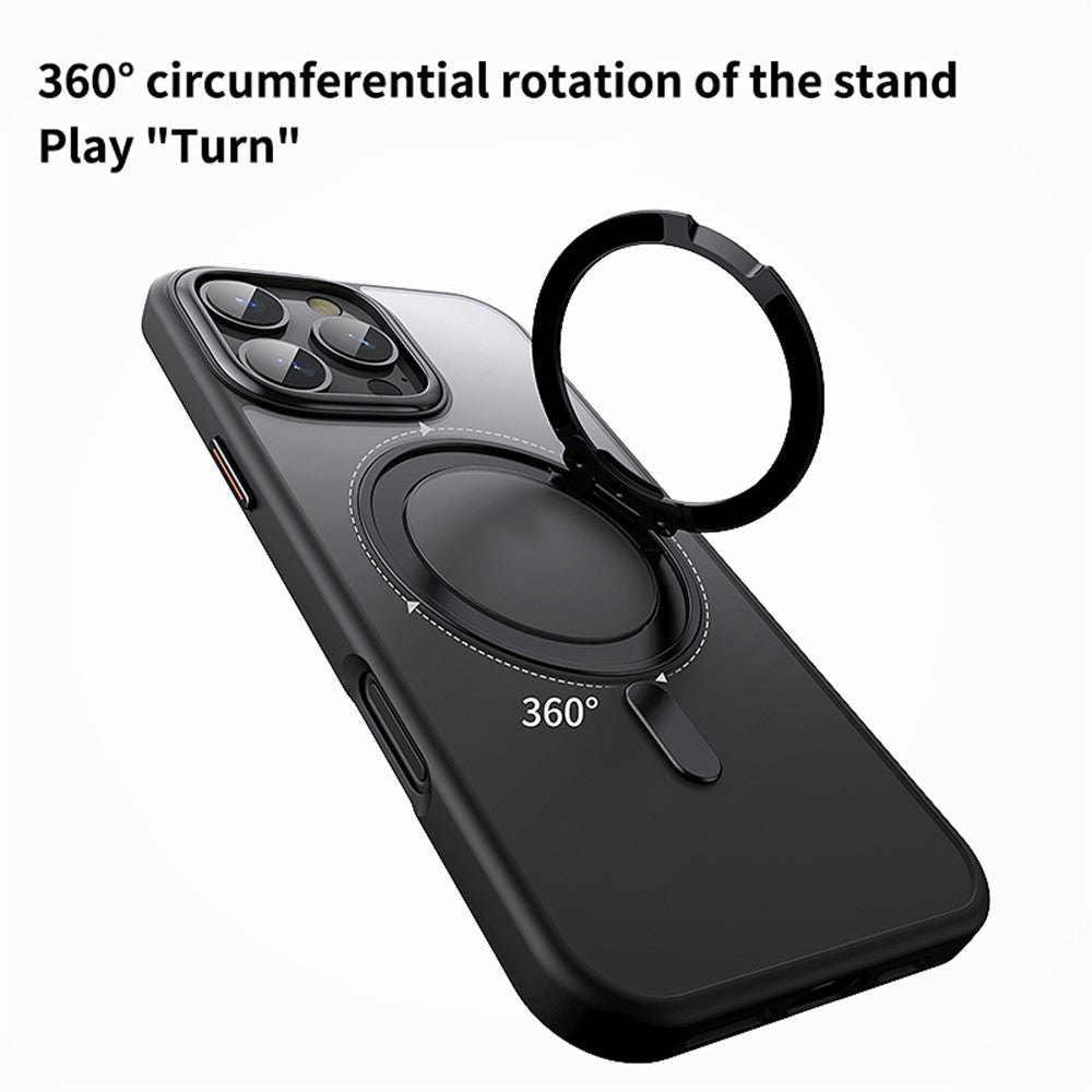 For iPhone 16 Pro Max Case Compatible with MagSafe TPU+Acrylic+Metal Kickstand Matte Phone Cover