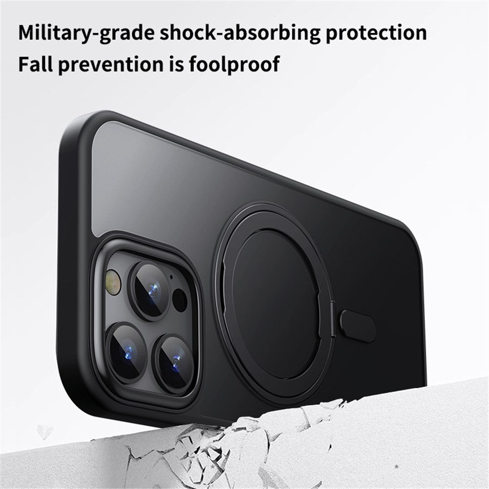 For iPhone 16 Pro Max Case Compatible with MagSafe TPU+Acrylic+Metal Kickstand Matte Phone Cover