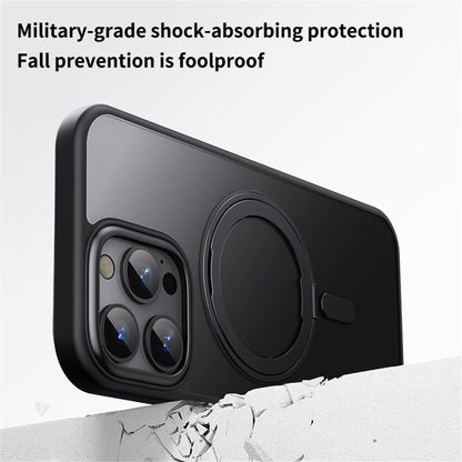 For iPhone 16 Pro Max Case Compatible with MagSafe TPU+Acrylic+Metal Kickstand Matte Phone Cover