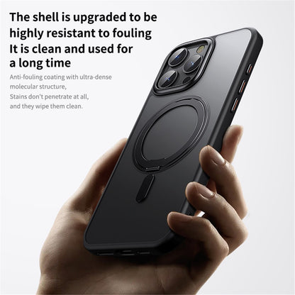 For iPhone 16 Pro Max Case Compatible with MagSafe TPU+Acrylic+Metal Kickstand Matte Phone Cover