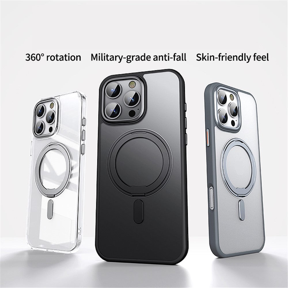 For iPhone 16 Pro Max Case Compatible with MagSafe TPU+Acrylic+Metal Kickstand Matte Phone Cover