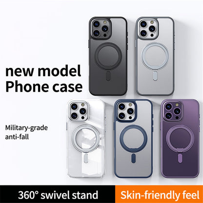 For iPhone 16 Pro Max Case Compatible with MagSafe TPU+Acrylic+Metal Kickstand Matte Phone Cover