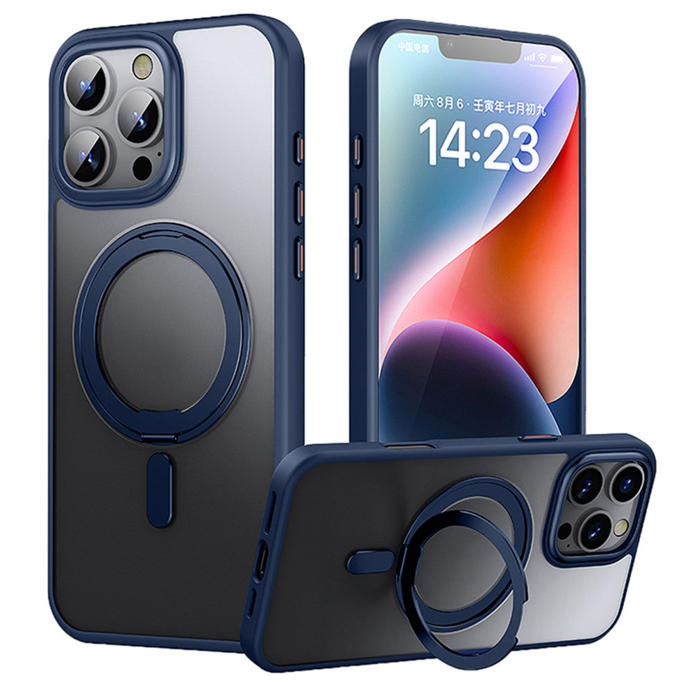 For iPhone 16 Pro Max Case Compatible with MagSafe TPU+Acrylic+Metal Kickstand Matte Phone Cover