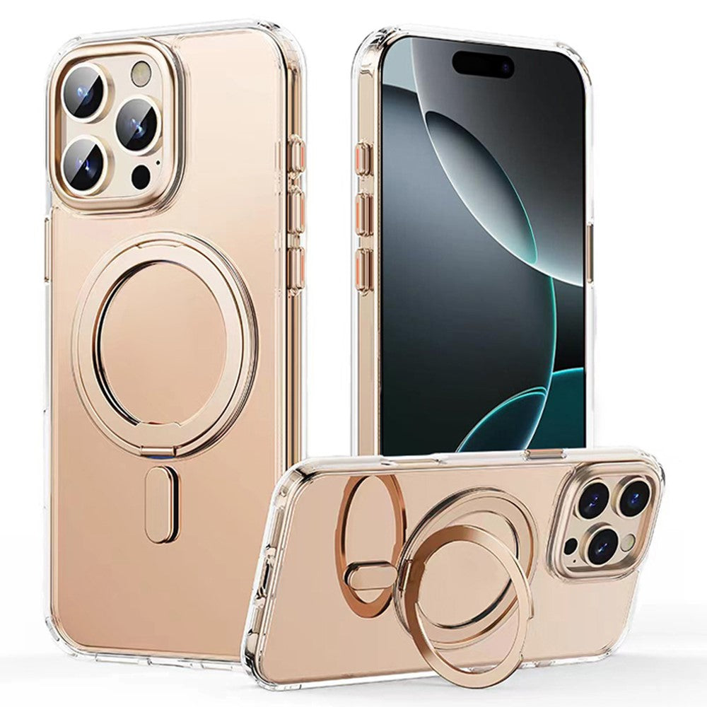 For iPhone 16 Pro Max Case Compatible with MagSafe TPU+Acrylic+Metal Kickstand Matte Phone Cover