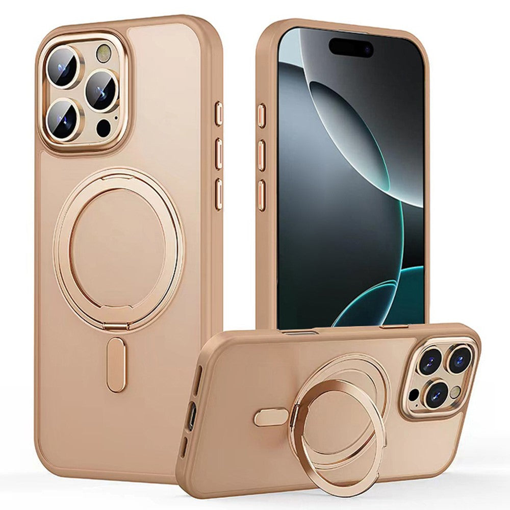 For iPhone 16 Pro Max Case Compatible with MagSafe TPU+Acrylic+Metal Kickstand Matte Phone Cover