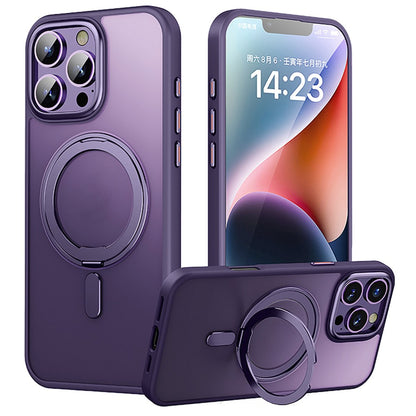 For iPhone 16 Pro Case Compatible with MagSafe TPU+Acrylic+Metal Kickstand Matte Phone Cover