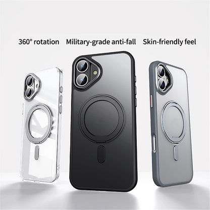 For iPhone 16 Case Compatible with MagSafe TPU+Acrylic+Metal Kickstand Matte Phone Cover