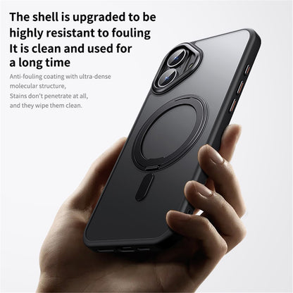 For iPhone 16 Case Compatible with MagSafe TPU+Acrylic+Metal Kickstand Matte Phone Cover