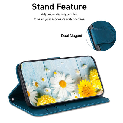 For iPhone 16 Pro Wallet Case PU Leather Phone Cover Flower Imprinted