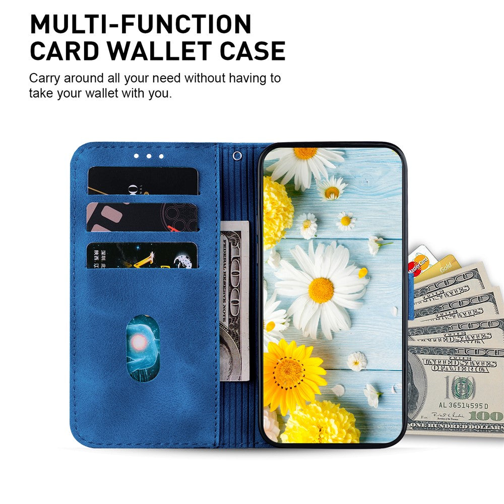 For iPhone 16 Pro Wallet Case PU Leather Phone Cover Flower Imprinted