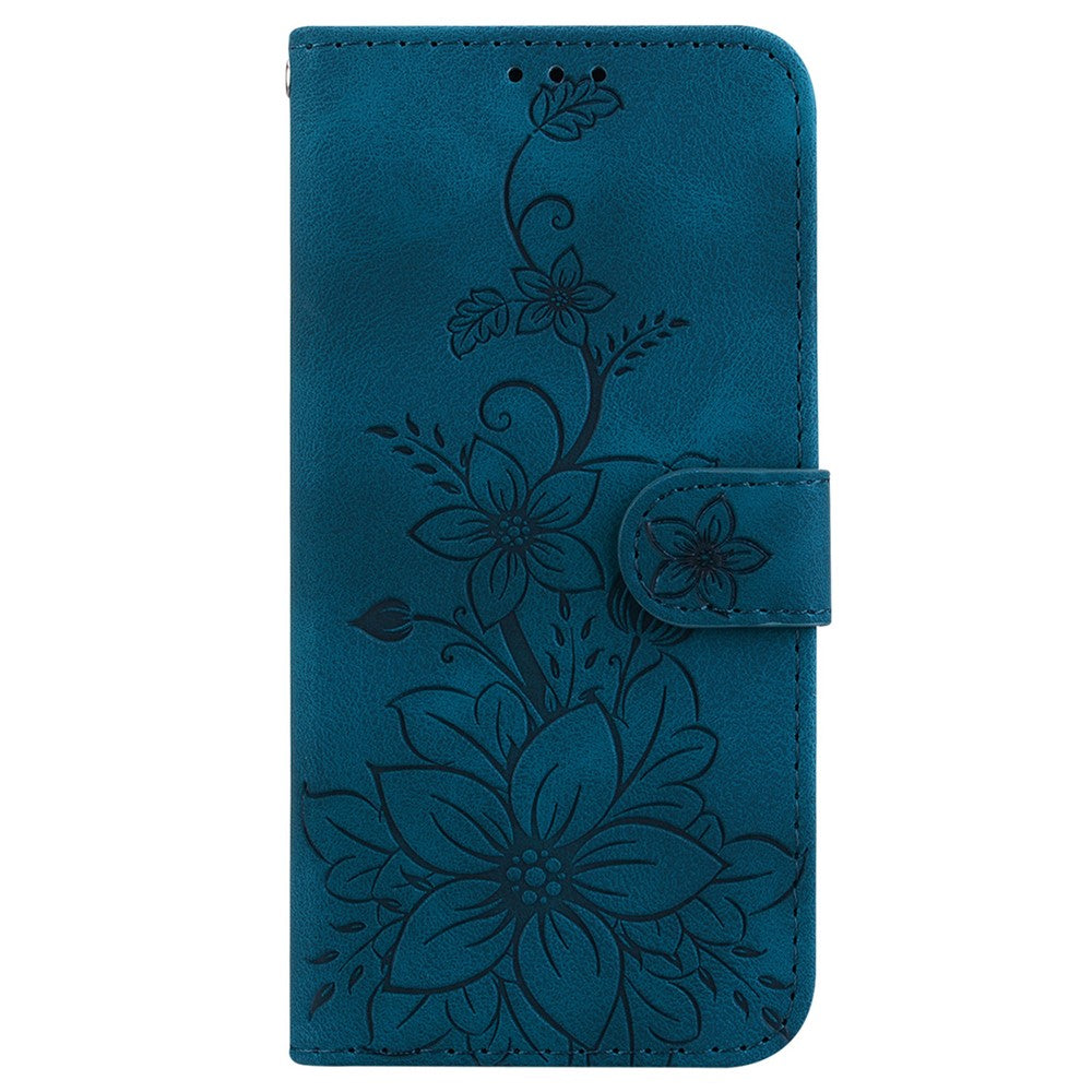 For iPhone 16 Pro Wallet Case PU Leather Phone Cover Flower Imprinted
