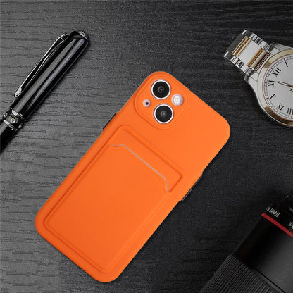 For iPhone 14 Plus Case Card Holder Soft TPU Protective Phone Cover