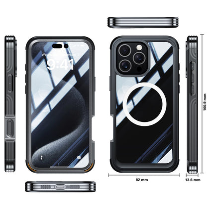 For iPhone 16 Pro Max Magnetic Case PC + TPU Shockproof Phone Cover with Screen Film