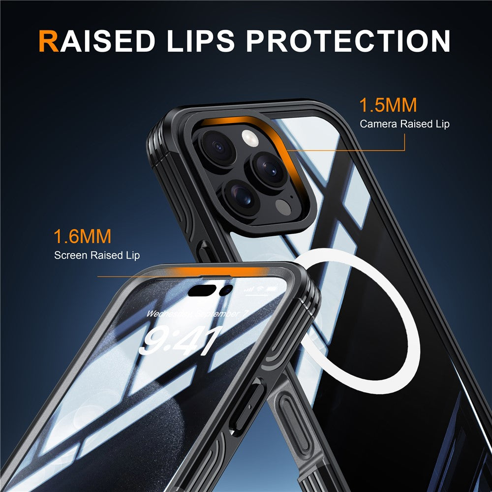 For iPhone 16 Pro Magnetic Case PC + TPU Full Protection Phone Cover with Screen Film