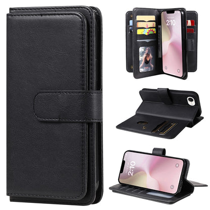 For iPhone 17e / 16e Leather Case with 10 Card Holder Phone Cover Stand