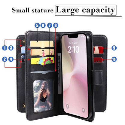 For iPhone 17e / 16e Leather Case with 10 Card Holder Phone Cover Stand