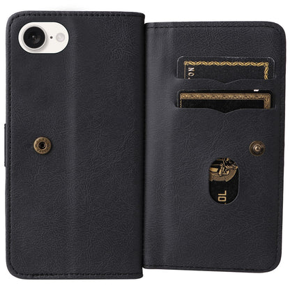 For iPhone 17e / 16e Leather Case with 10 Card Holder Phone Cover Stand